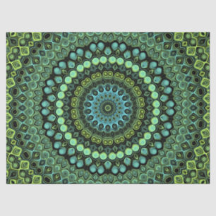 Green and Blue Peacock Mandala Design Tissue Paper