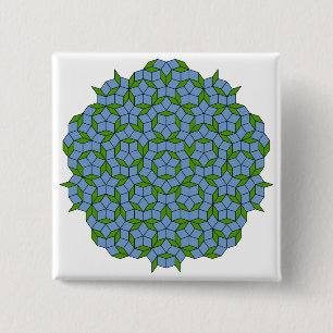 Green and Blue Penrose Rhombus Pattern 15 Cm Square Badge