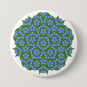Green and Blue Penrose Rhombus Pattern 7.5 Cm Round Badge