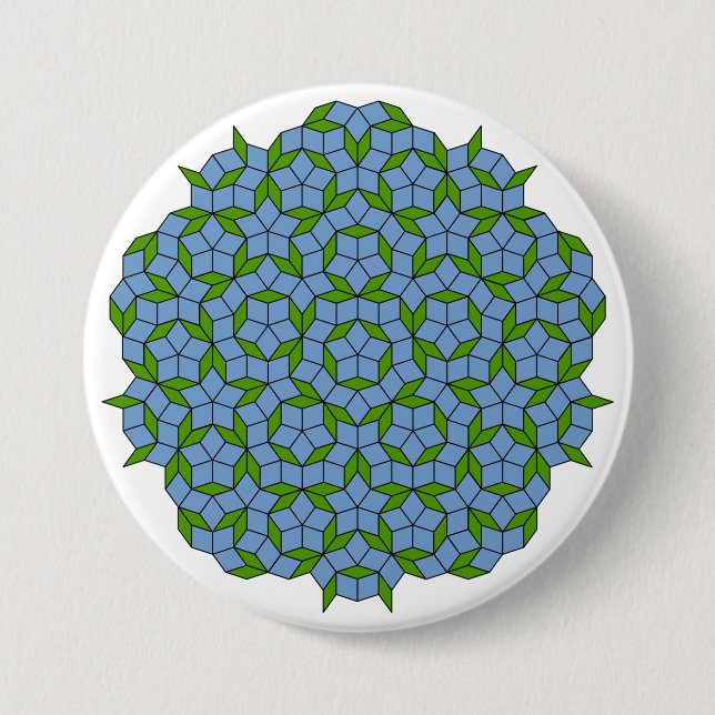 Green and Blue Penrose Rhombus Pattern 7.5 Cm Round Badge (Front)