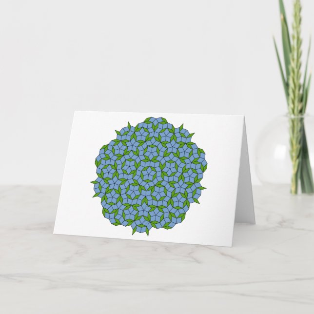 Green and Blue Penrose Rhombus Pattern Card (Front)