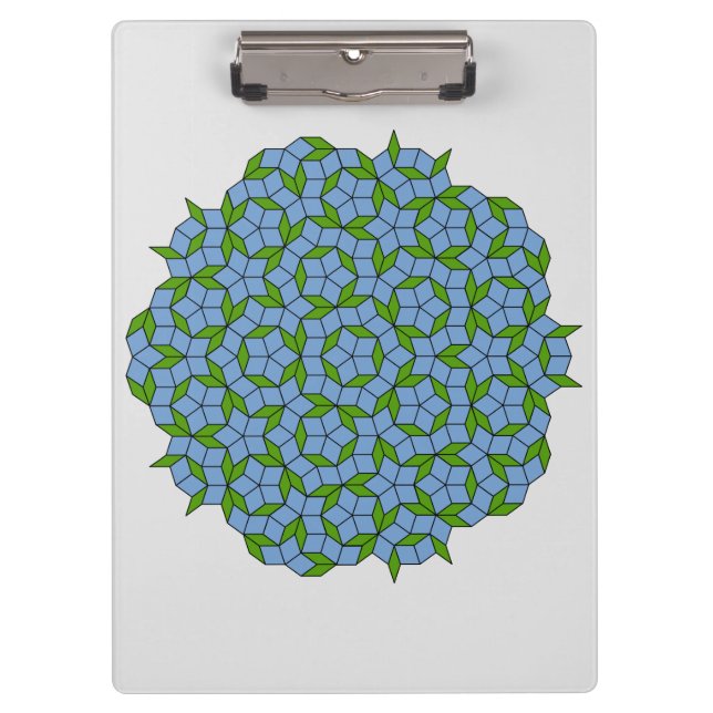 Green and Blue Penrose Rhombus Pattern Clipboard (Front)