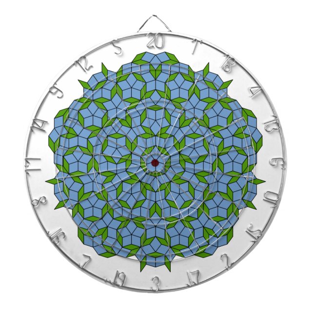 Green and Blue Penrose Rhombus Pattern Dartboard (Front)