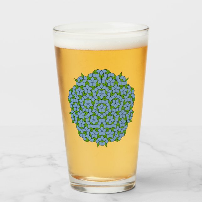 Green and Blue Penrose Rhombus Pattern Glass (Front Filled)