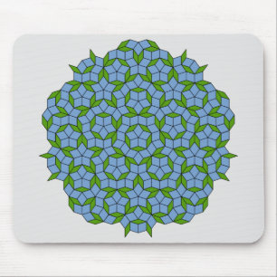 Green and Blue Penrose Rhombus Pattern Mouse Mat