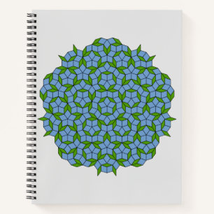 Green and Blue Penrose Rhombus Pattern Notebook