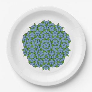 Green and Blue Penrose Rhombus Pattern Paper Plate