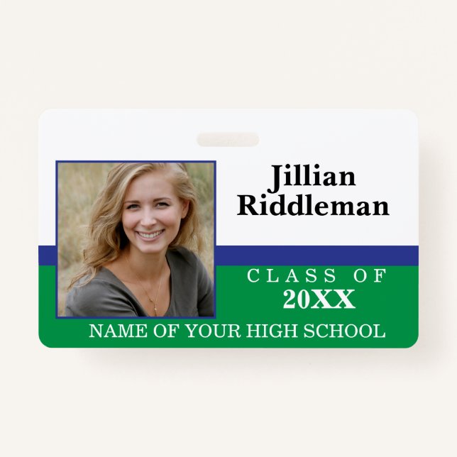 Green and Blue Photo Event Badge ID Badge (Front)
