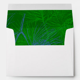 Green and Blue Pine Branch Lined A7 Envelopes