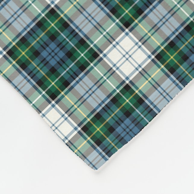 Green and Blue Plaid Clan Campbell Dress Tartan Fleece Blanket (Corner)