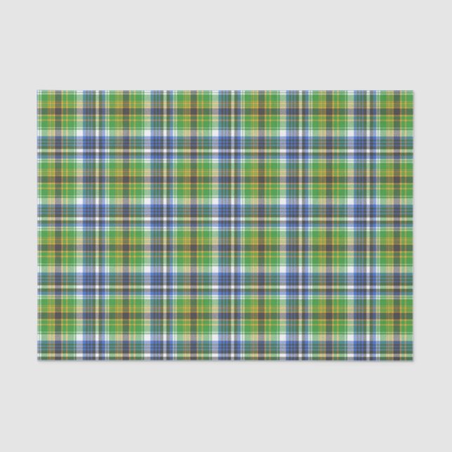 Green And Blue Plaid Tissue Paper (Front)