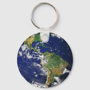 Green and blue planet Earth Key Ring