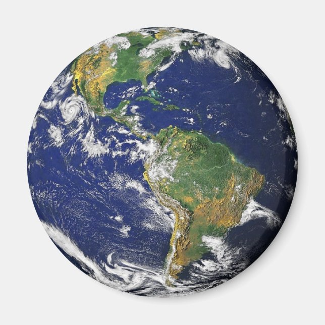 Green and blue planet Earth Magnet (Front)