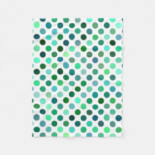 Green and Blue Polka Dot Fleece Blanket
