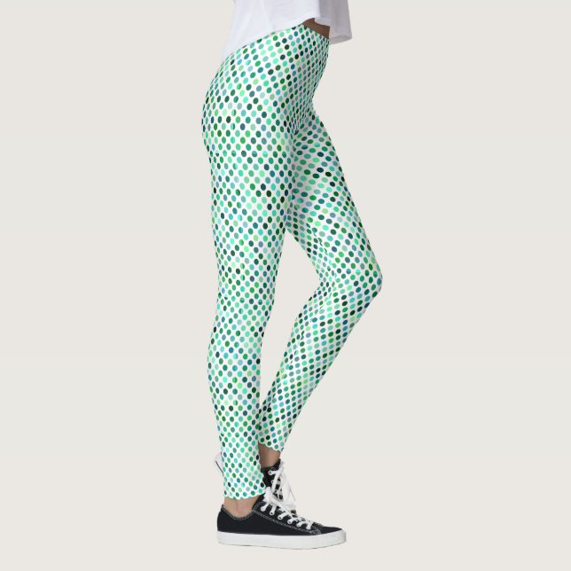 Green and Blue Polka Dot Pattern Leggings (Right)