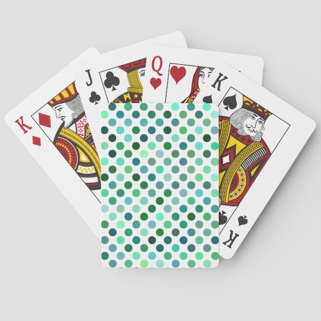 Green and Blue Polka Dot Playing Cards (Back)