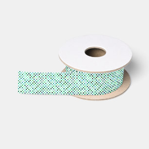 Green and Blue Polka Dot Satin Ribbon