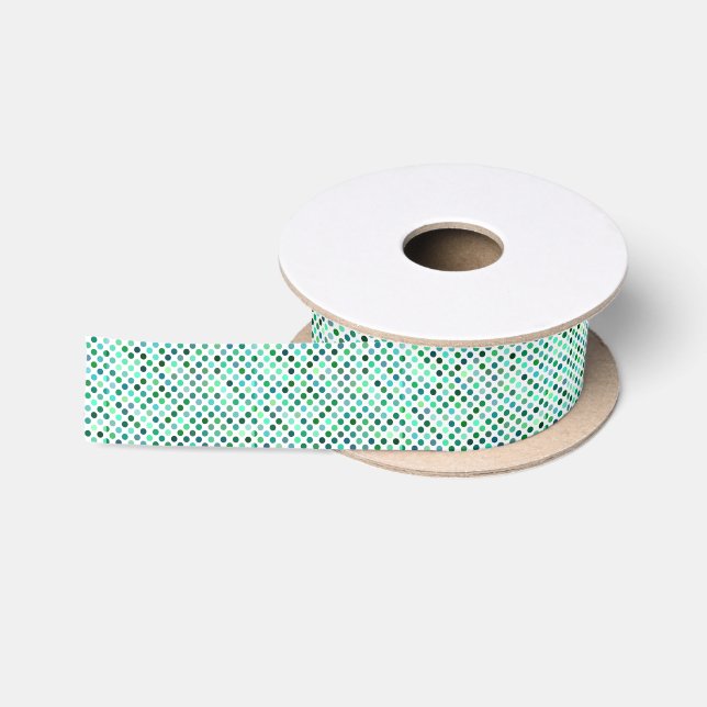 Green and Blue Polka Dot Satin Ribbon (Spool)