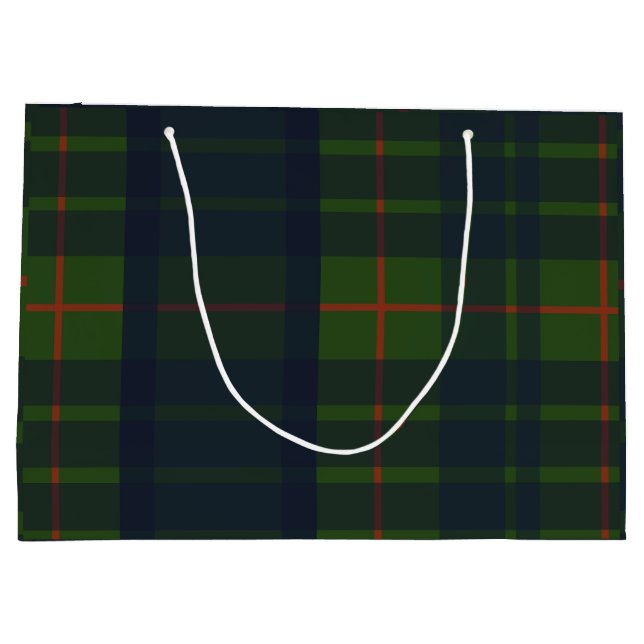 Green and Blue Red Tartan Plaid Scottish Plaid Large Gift Bag (Back)