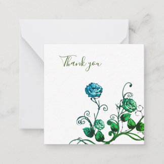 Green and Blue rose Thank you Card