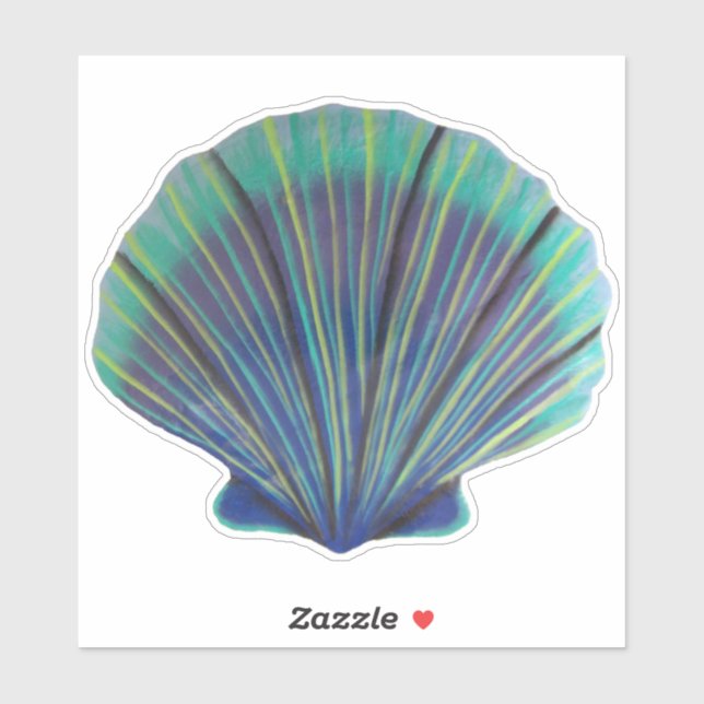 Green and Blue Scallop Shell Sticker (Sheet)