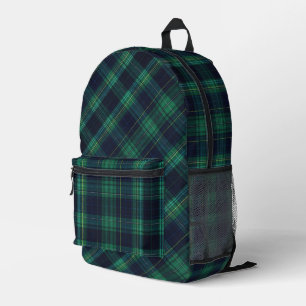 Green and Blue Scottish Tartan Plaid Printed Backpack