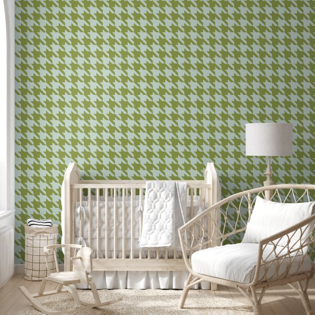Green and Blue Southern Preppy Houndstooth Wallpaper (Kids)