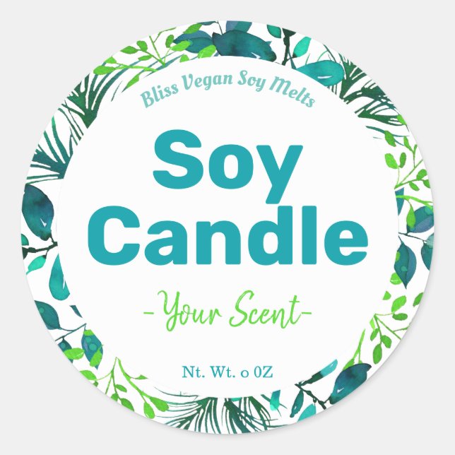 Green And Blue Soy Candle Labels (Front)