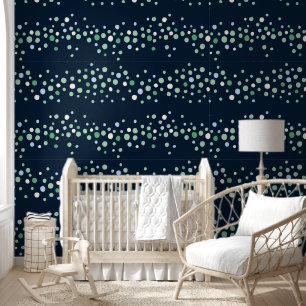Green and Blue Spotted Pattern Wallpaper