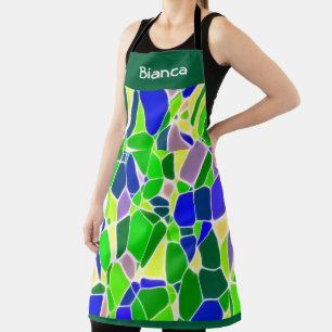 Green and blue stone shapes apron