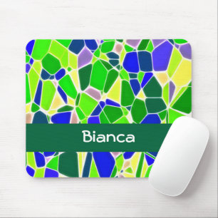 Green and blue stone shapes mouse mat