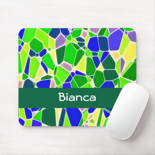 Green and blue stone shapes mouse mat (With Mouse)