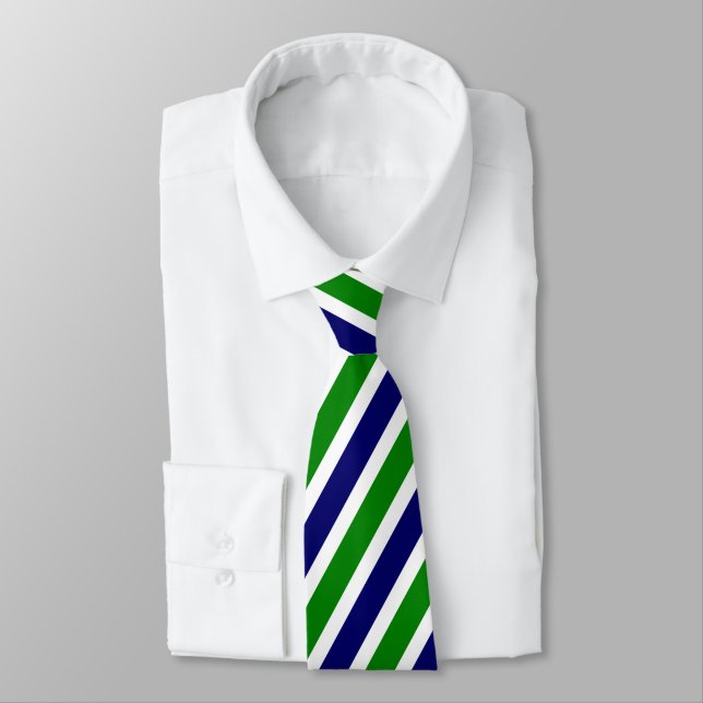 Green and Blue Striped Tie (Tied)