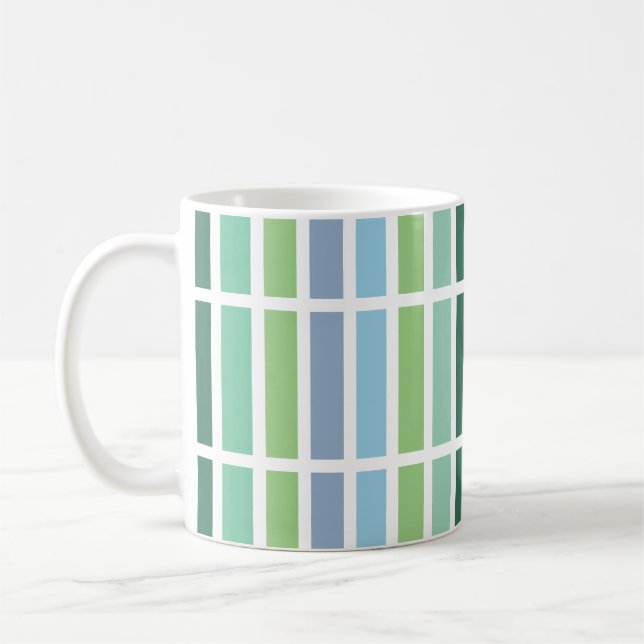 Green and Blue Stripes Coffee Mug (Left)