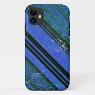 Green and Blue Stripes grunge texture 2 iPhone 11 Case