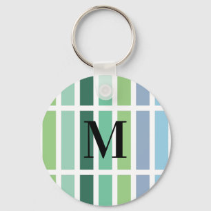 Green and Blue Stripes Key Ring