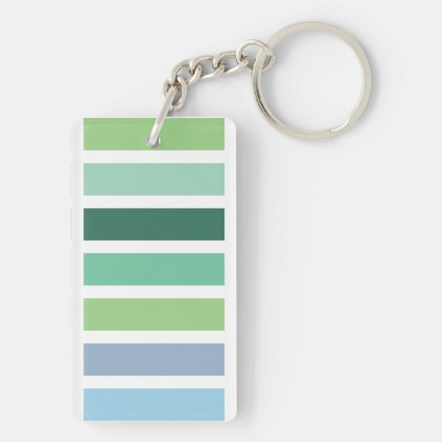 Green and Blue Stripes Key Ring (Back)