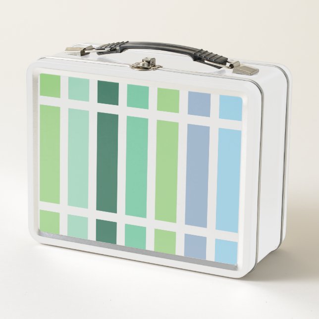Green and Blue Stripes Metal Lunch Box (Front)