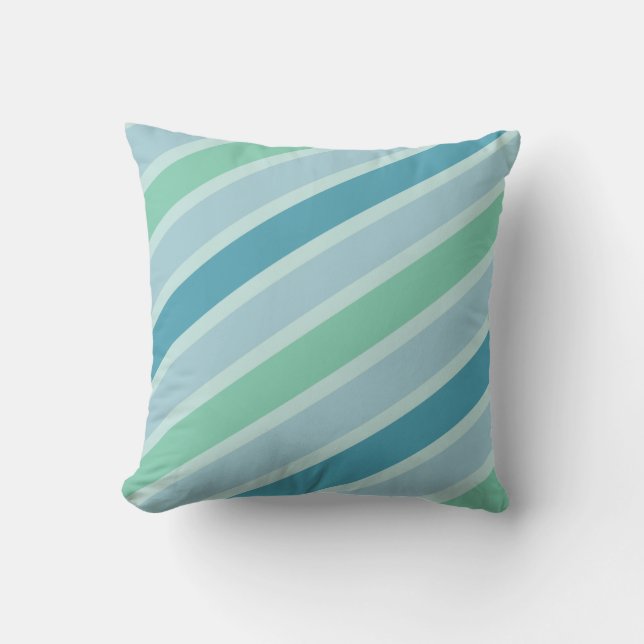 Green and Blue Stripes Modern Patttern Design Cushion (Front)