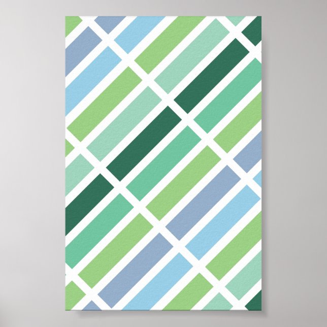 Green and Blue Stripes Poster (Front)