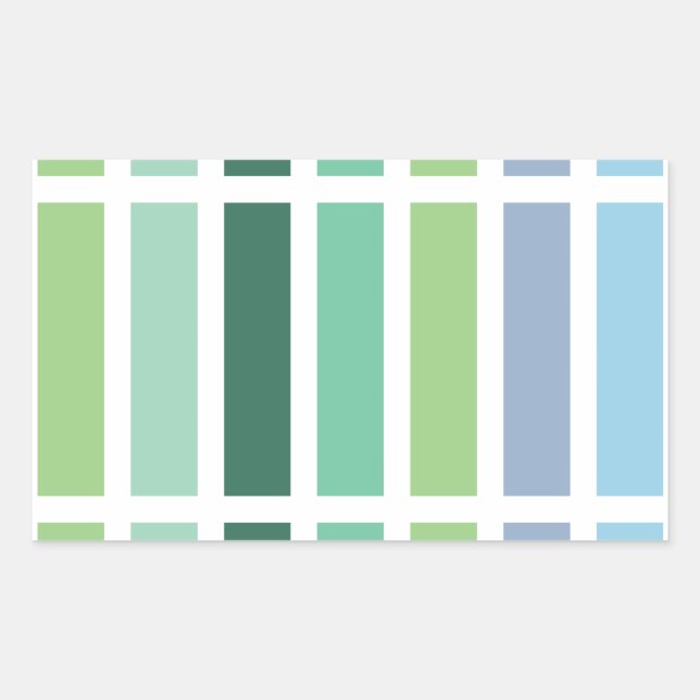 Green and Blue Stripes Rectangular Sticker (Front)