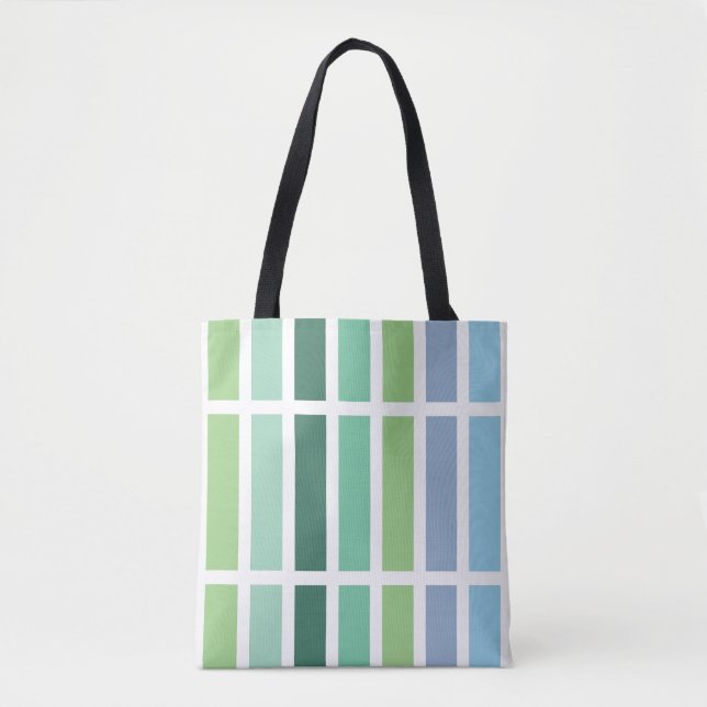 Green and Blue Stripes Tote Bag (Front)