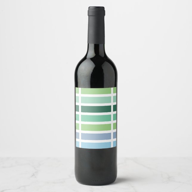 Green and Blue Stripes Wine Label (Front)