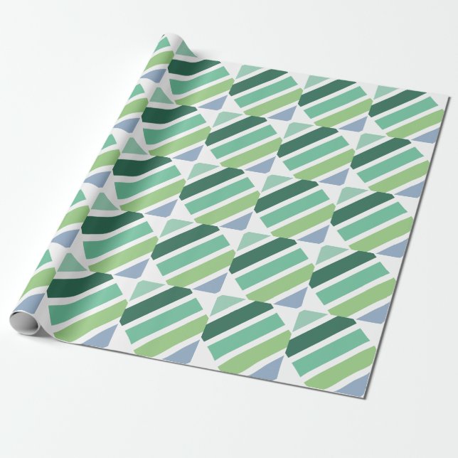 Green and Blue Stripes Wrapping Paper (Unrolled)