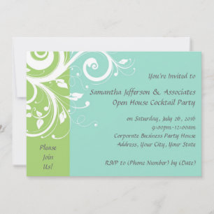 Green and Blue Swirl Corporate Party Invitation