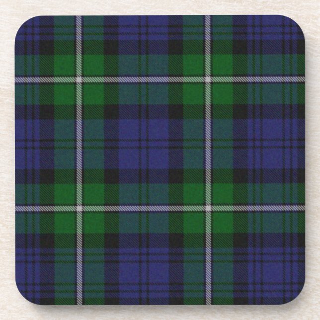 Green and Blue Tartan Plaid Coaster (Front)