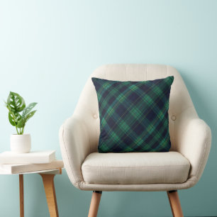 Green and Blue Tartan Plaid Cushion