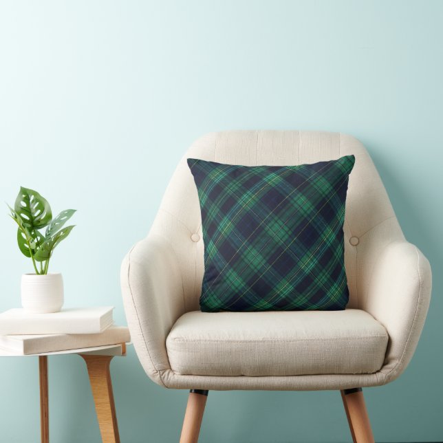 Green and Blue Tartan Plaid Cushion (Chair)