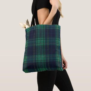 Green and Blue Tartan Plaid Tote Bag