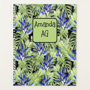 Green and blue tropical plants planner